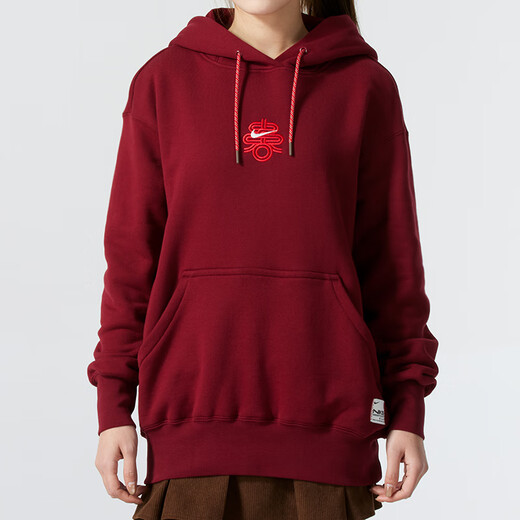 耐克（NIKE）女装上衣 2025春季新款运动服跑步休闲连帽针织衫宽松卫衣套头衫 HV8461-677/红色新年款 M (160/84A)
