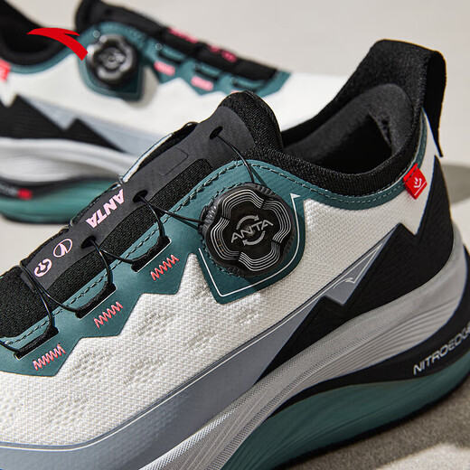 ANTA's outstanding non-slip support shock-absorbing knob running shoes men's new spring running shoes Papery White/Basic Black/Twilight Gray-1 40.5