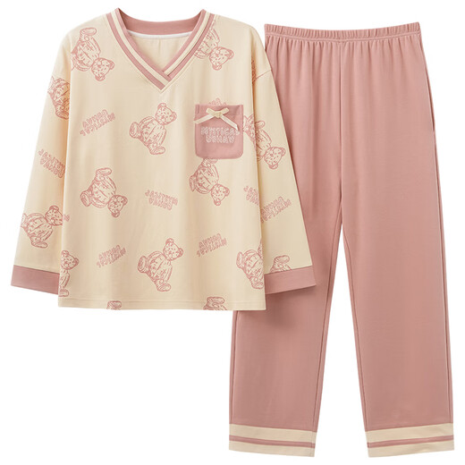 Pijama modal para mujeres en primavera y otoño, pantalones largos coreanos, trajes de dibujos animados para ropa para al aire libre de verano
