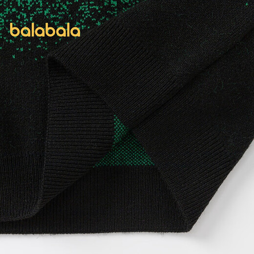Balabala Kinderpullover Basishemd bequeme weiche Anti-Pillen-Pullover Runder Hals Big Boy Fashion Black Green Ton 00394 130 cm