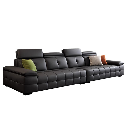Dudu Meijia Italian minimalist Lawrence leather sofa 2025 light luxury living room straight sofa SJ-V6# 2 meters