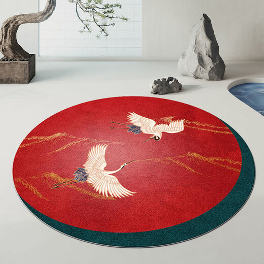 9740人收藏新中式圆形地毯客厅茶几毯中国风卧室床边毯吊篮地垫防 琴忆挽梦 直径1.6米