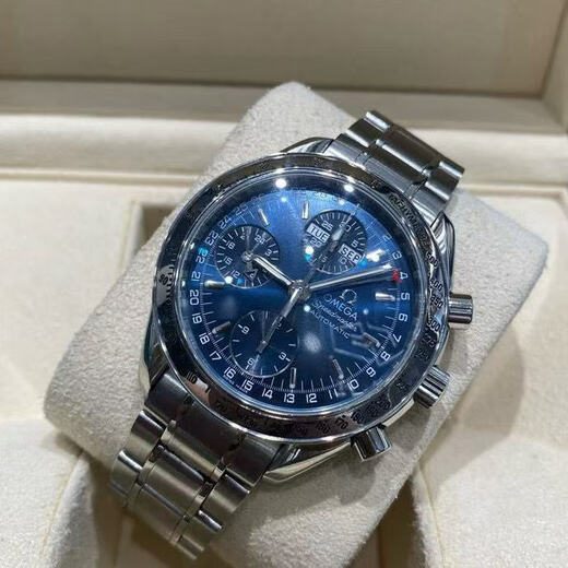 [SEGUNA HOMA 99 NUEVO] Reloj de hombres mecánicos automáticos de la serie Omega Omega Speedmaster, reloj de hombre de acero inoxidable, pantalla de fecha, reloj multifunción cronógrafo, cinturón de acero de disco azul de 39 mm 3523.80.00