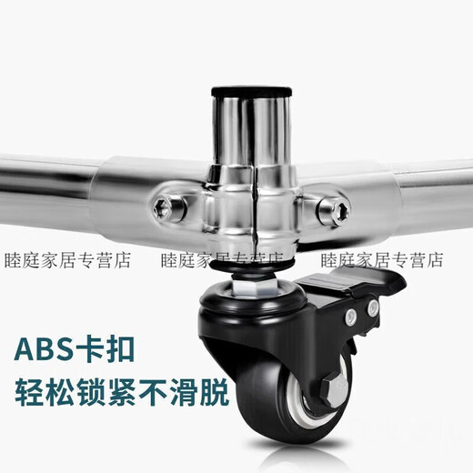 Cleaning tool rack, mobile mop rack, floor-standing stainless steel storage rack, mop drying rack, balcony, mobile model with 6 hangers and 8 hooks