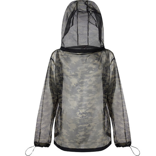 He Jian Gong mesh anti-mosquito suit for men's summer night fishing hollow quick-drying breathable pants hooded insect-proof suit green camouflage (physical anti-mosquito) M