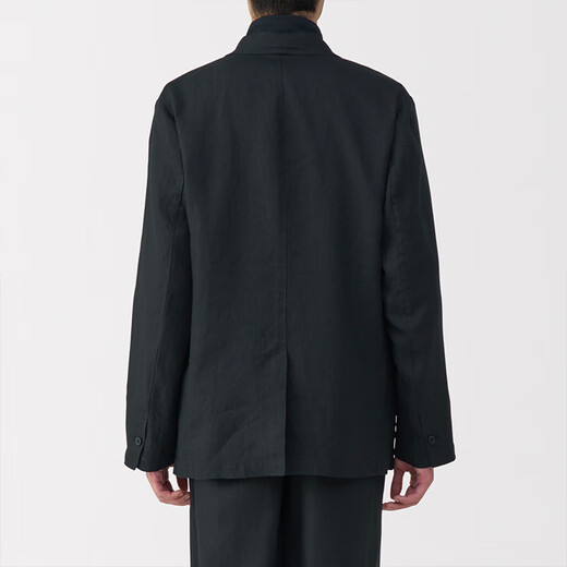 无印良品（MUJI）男式 汉麻水洗夹克男士外套25年夏季男装西装小西服休闲AD0WRC5S 黑色 L (175/100A)