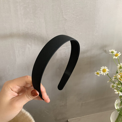 Suyi embroidered 2.5cm frosted widened face wash headband for women Korean version versatile outer wear headband simple toothed anti-slip hairpin 2.5cm - black