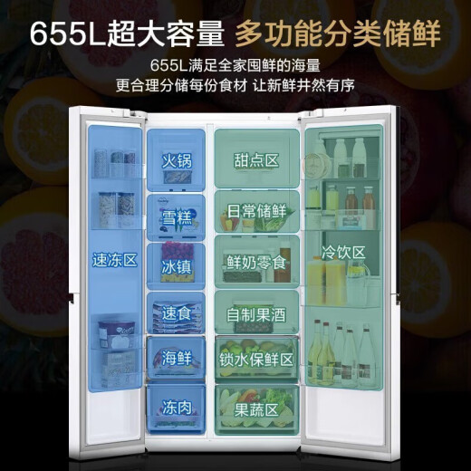 Refrigerador de ventana de la ventana de doble puerta LG6555 [suplemento nacional 15%] que hace el hielo completamente automático de hielo refrigerado por aire sin aire y la conversión de frecuencia de ahorro de ahorro de energía Silver S653MPY33D