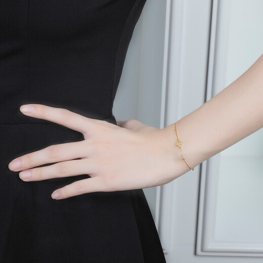 Junbu 18k gold bracelet pure gold hollow four-leaf clover bracelet women's hard gold fine chain full gold versatile jewelry hollow four-leaf clover bracelet