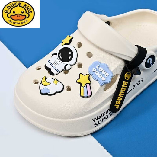 G.Duckkids Little Yellow Duck Sandalias para niños Niñas zapatillas medianas medianas agujeros para niños Sandalias no deslizantes El chico de suela suave usa afuera de amarillo 17 24 -25 (longitud interna 0b