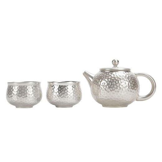 Silver pot, gilt silver tea set, 999 silver set, light luxury hammer pattern, one pot and two cups, one pot and two cups, 1 piece
