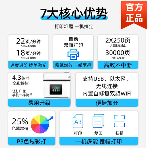 HP9730彩色A3打印机复印一体机喷墨自动双面A4商用办公无线9720 9730新款【7740升级版  A3/A4自动双面 标配