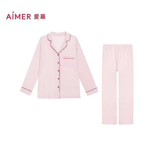 AIMER (AIMER) PAJAMAS DE PRIMA y SUMERA PARA MUJER LOPA ANITATÁTICA ANTIBATRICA Cardigan Cardigan Home Traje de leche AM46A831 Fragante Peach Pink Printing YH3 XL 175
