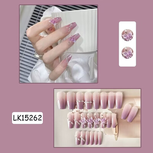 
Purple butterfly wears long manicure style white and elongated hand-shaped fake nail nail patches finished manicure patches nail patches L15253 slightly drunk dreams [Give a tool kit 5 pieces set