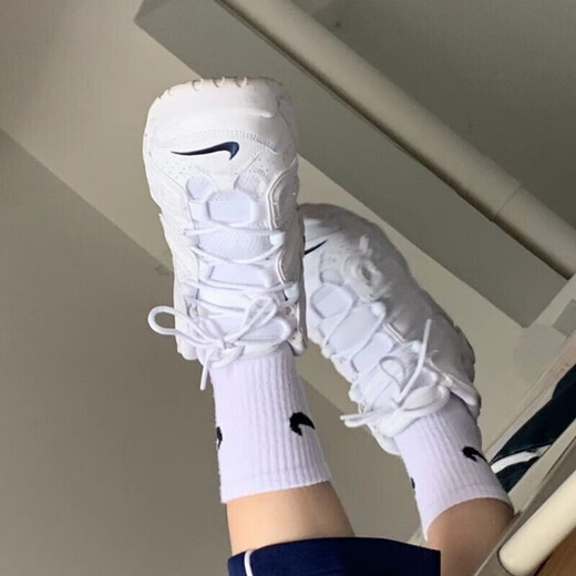 Nike (NIKE) Women's Shoes AIR MORE UPTEMPO (GS) Pippen Big Air Black and White Trendy Retro Sports Shoes Basketball Shoes DH9719-100 White/Little Blue Hook 35.5