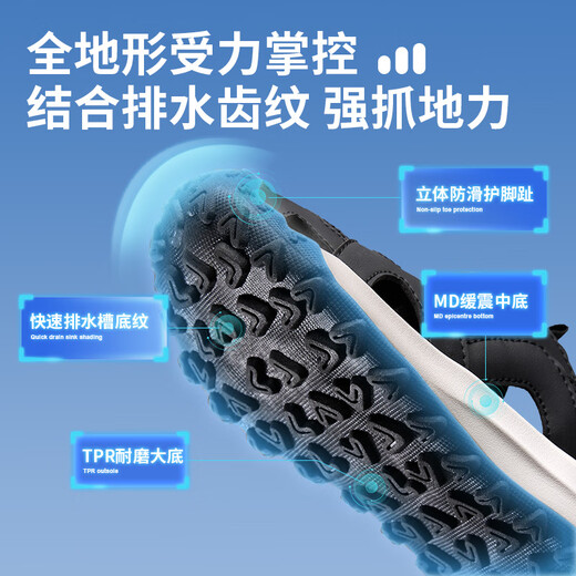 Camel Children's Sandals Summer Refreshing and Breathable Baotou Beach Shoes Anti-Slip and Anti-Collision for Middle and Large Children Black 35