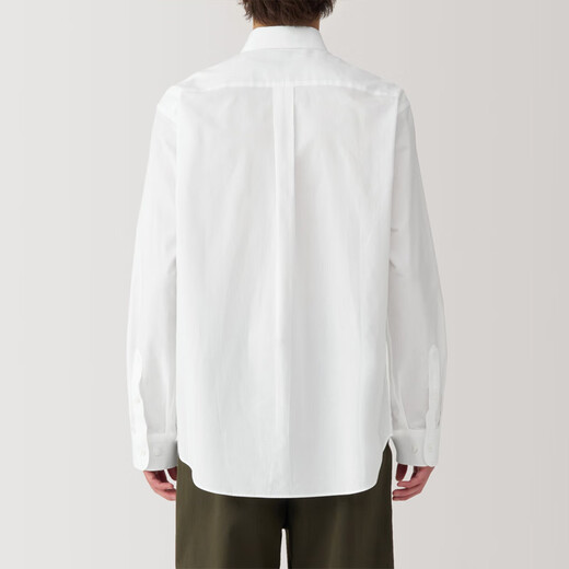 MUJI мужская стираная однотонная рубашка с длинными рукавами мужская рубашка с длинными рукавами куртка с лацканами AC2WPC5S белая M (170/92A)