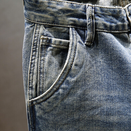Prato Lee a déchiré le denim short masculin d'été mince pantalon recadré pantalon droit des hommes en vrac jeans rétro à la mode 719 déchiré 29