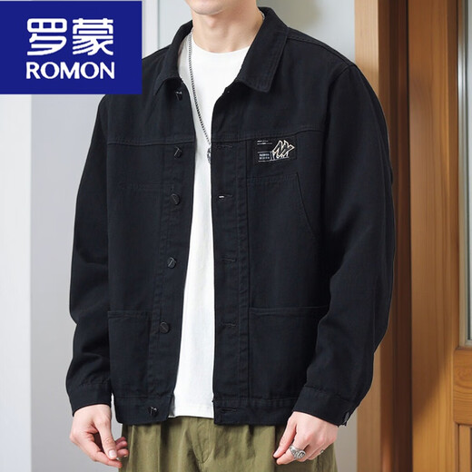 Romonjacke Herren Frühling und Herbst 2025 Neues Hemd Revers Herbst Herren Work Jacke Frühherbst-Jacke Top [Upgrade-Version] K1883 Black M [Empfohlen 90-120 Jin [Jin ist gleich 0,5 kg]]