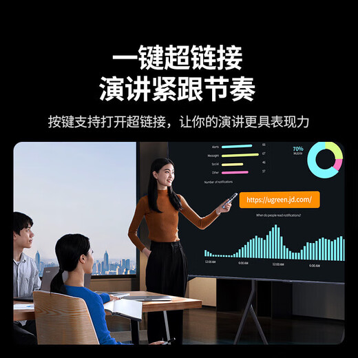 Green Network (UGREEN) page turn pen laser speech pen wireless demonstration electronic teaching stick red light green light LP479 Green light USB+ Bluetooth dual-mode model LP878-45489