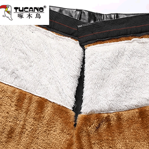 Woodpecker middle-aged leather pants men's velvet thickened loose large size windproof and waterproof motorcycle riding takeaway dad leather cotton pants 166 black leather pants 5XL