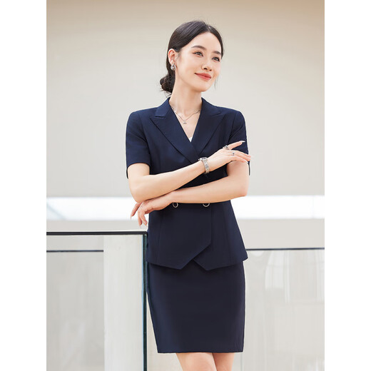 Zimeiqiao Suite à manches courtes ensemble pour les femmes de bijoux mince d'été haut de gamme vendant des costumes professionnels commerciaux vêtements de travail usure 682 matcha Green Women's Suit M M