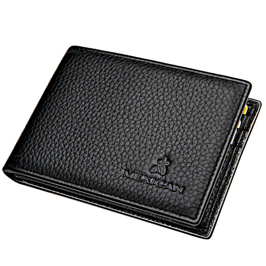 Scarecrow card bag men's genuine leather driving license card cover cowhide driver's license leather case multiple card slots small driver's license wallet B black three-fold with card slot