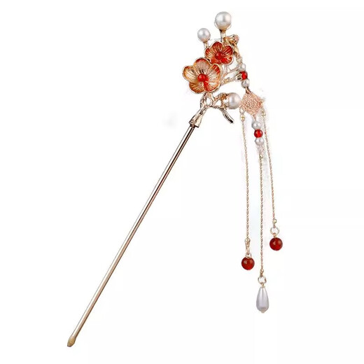 Bai Shilin New Chinese Style Red Bridal Wedding Hairpin Cheongsam Step Head Headpiece Engagement Hairpin Women's Ancient Style With Toasting Clothes Hair Accessories Exquisite Gift Box