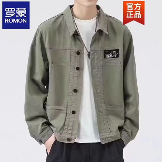 罗蒙（ROMON）外套男款春秋季2025新款衬衫翻领秋装男士工装夹克初秋褂子上衣服 【升级版】K12806黑色 2XL 【建议140-160斤】