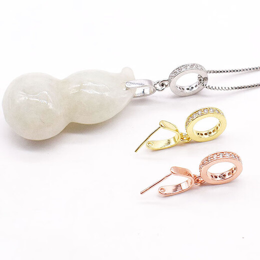 Chiqing boutique 18k gold jade buckle 925 silver plated melon seed buckle long needle jade pendant clip buckle diy jade plated 24K pt950 platinum gold (C137 style)