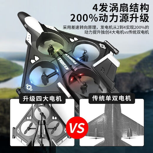 梵达森（FAN DA SEN）无人机抖音同款垂直起降战斗机滑翔机泡沫儿童遥控玩具飞机直升机 （四轴UFO）翻滚+返航+起降+灯光 （单电池）送精品易损件+充电线+质保