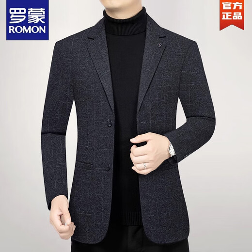 Romon 2025 Automne New Men's Blazer Suit décontracté d'âge moyen Slim Single Single Top Dad Suit 723 Bleu 195 Convient pour 180-195 Jin [Jin est égal à 0,5 kg] 4xl