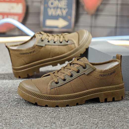 Lingkaqi 3522 Martin zapatos para hombres zapatos de trabajo no resistentes a los zapatos de senderismo bajo zapatos de construcción informales zapatos de construcción casual khaki 38