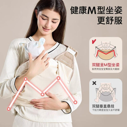 煦凛日本婴儿背带前抱式0-3-6-36个月横抱式背带多功能四季通用简易 【莫奈灰-减压款】