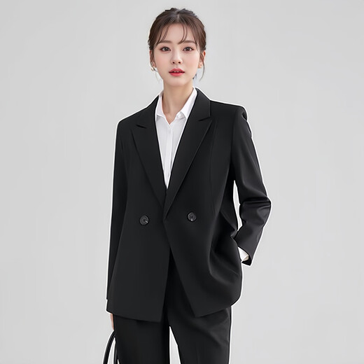 Troman black suit suit for women, loose casual temperament, professional wear, women's interview formal wear, business workwear suit jacket