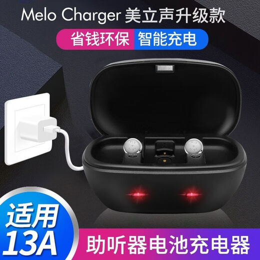 Xiwanbo Laoren Hörgeräte Batterie -Lade -Lade -Set A13 wiederaufladbare Batterie A675 Modell 1 Set 13 Ladegerät (einschließlich 2 Kapseln 13 Batterien)