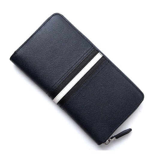 Portefeuille Bally classique rouge et blanc à rayures en cuir de vache à main long portefeuille long portefeuille plusieurs places de carte noir