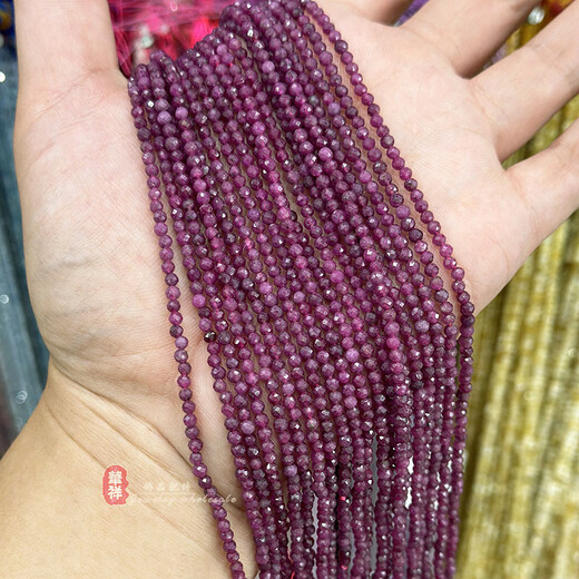 Pu Lian natural ruby faceted round beads, sugar cubes, abacus beads, rose red ruby loose beads, diy bracelet necklace bead accessories, ruby faceted round beads, about 4.5-5mm, 1 string