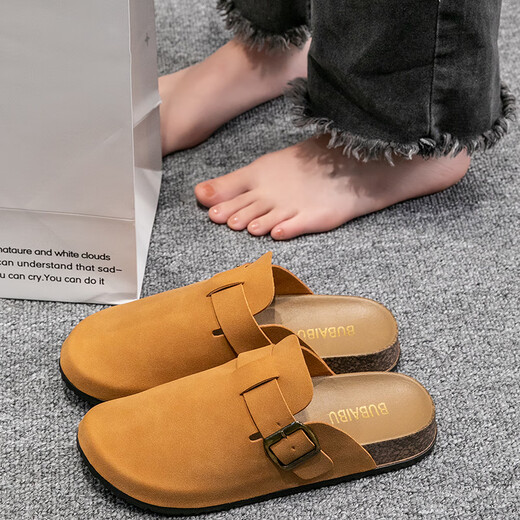 Sie genießt Baotou Birkenstock-Schuhe für Frauen mit Nachahmung von Lederkleidung und vielseitige Frauen mit halbem TQ671 Khaki 36/37