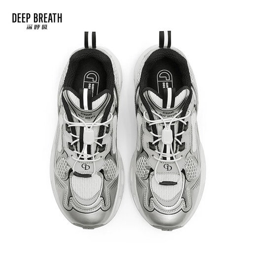 
DEEP BREATH Deep Breath Women's Shoes Lightweight Sports Shoes Low Top Strap Leisure Travel Daddy Shoes AX12247 Silver Gray Rice 34