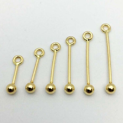 Fat Donglai's same K gold jewelry universal buckle 18K gold round head buckle head through hole accessories with plug round beads jade beads 18K natural color light yellow needle length 20MM, large hole