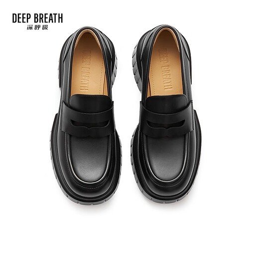 
DEEP BREATH Deep Breath Women's Shoes Cowhide Simple XL Thick Sole One-Standed Loafer Women's Shoes AX13116 Black 37