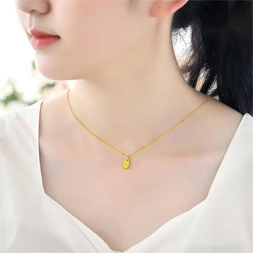 MHFDO Old Phoenix authentic same style 4D pure gold-wrapped silver lucky small pendant double-sided lucky light luxury necklace bracelet pendant double-sided lucky brand pendant 0.05g