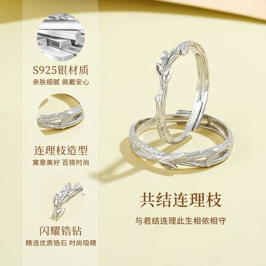 ALLOVE Lian Lizhi Couple Ring Men's and Women's Sterling Silver Proposal Ring Birthday Gift for Girlfriend and Wife Practical Wedding Gift