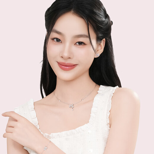 Fanci Fan Qi Flower Necklace Silver Bow Birthday Light Luxury High-end Gift for Girlfriend Flower Necklace