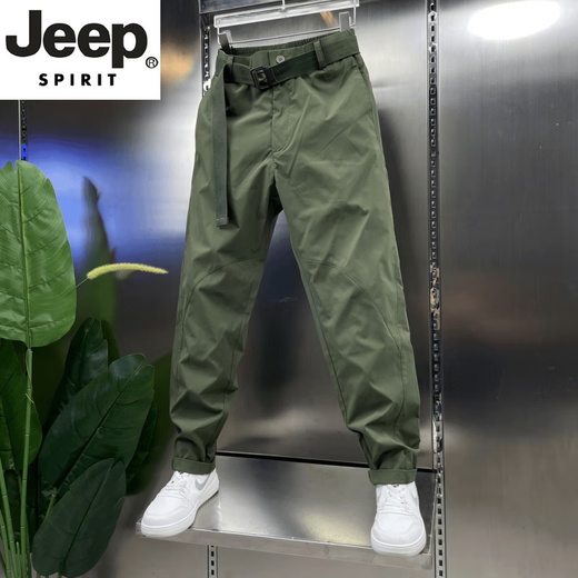 JEEP SPIRIT高档春夏2025新款工装休闲裤男潮牌宽松直筒九分裤青年百搭哈伦裤 黑色 薄-款2173速干 29 90-105斤