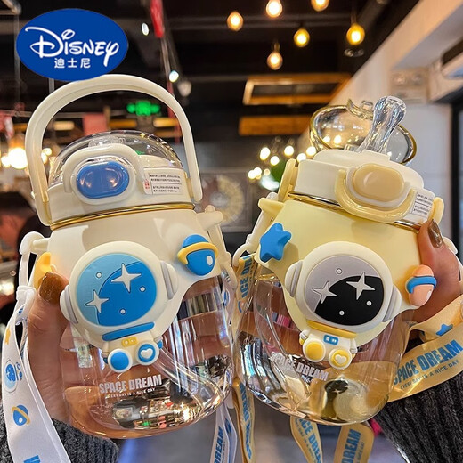 Disney (Disney) Children's Water Cup Boys Summer Cute Magil d'enfant Plastique Paille Paille Casse d'enfants Grands Capacité portant Kettle AA Grade Food Grade Food Fourni Blue 830 ml Cup + [Brush Cup + Sticker]