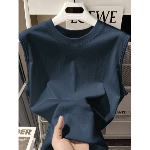 
[Heavy 100% cotton] Summer vest men's round neck sleeveless T-shirt sports vest fitness couple outfit white 2XL