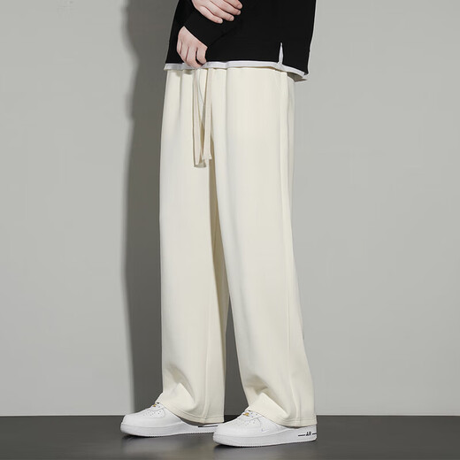 FANTA Chinese cotton heavy hemming style spring and autumn men's straight casual sports trousers Hong Kong style loose ANTA 660 apricot Hailanzhi 2XL