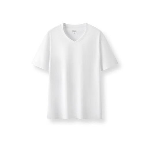 森马（Semir）短袖T恤男修身纯色内搭纯棉2025夏季V领白t百搭上衣109325100102